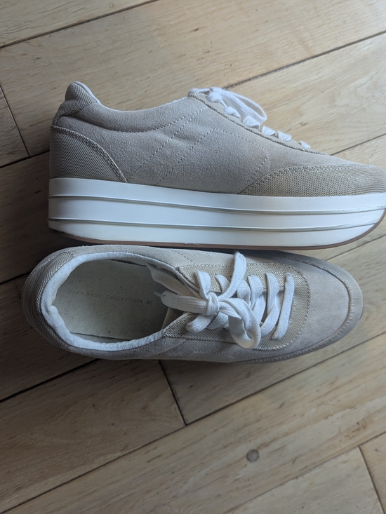 H&M Shoes - H&M Beige Platform Lace-Up Sneakers with White Soles